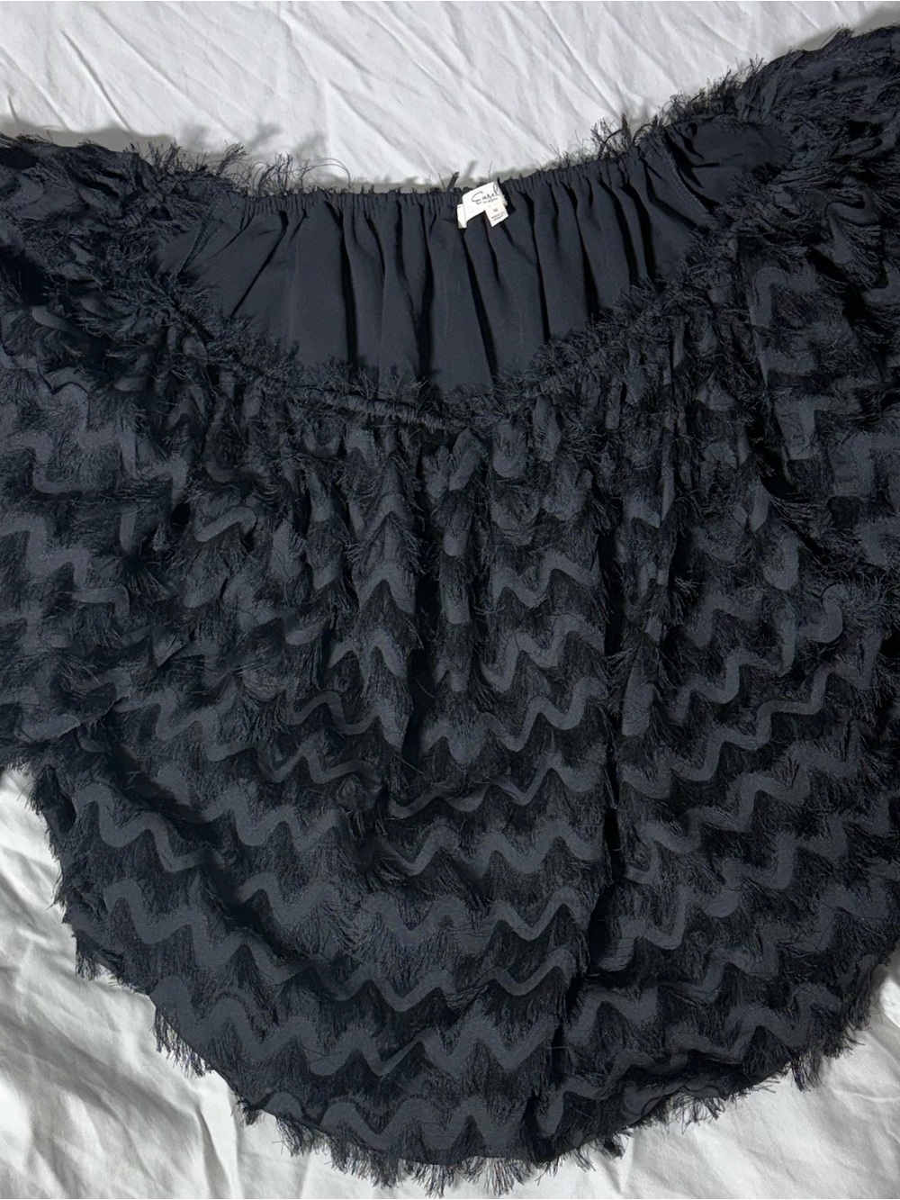 easel Black womens blouse with Fringe